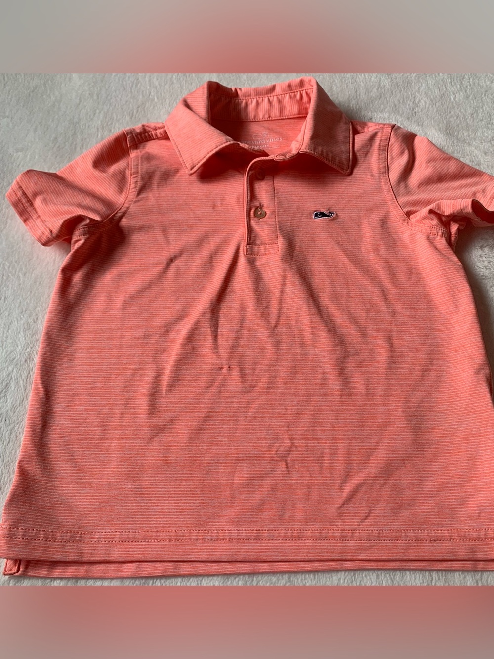 Vineyard Vines Sankaty Coral Stripe Boys Polo Size 5